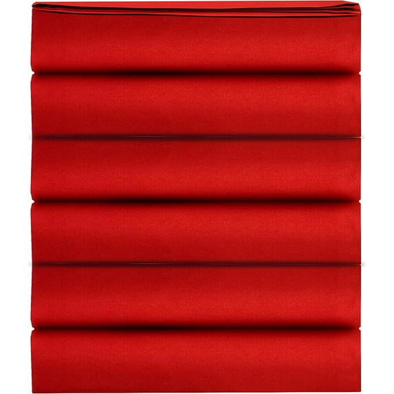 Mocassi 1500 Thread Count Pack of 6 Flat Sheet,Twin , Red
