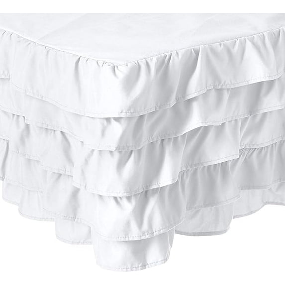Mocassi 1500 Thread Series Multi-Ruffle Bed Skirt 15 inch Drop, Wrinkle and Fade Resistant Egyptian Quality Microfiber, King, White