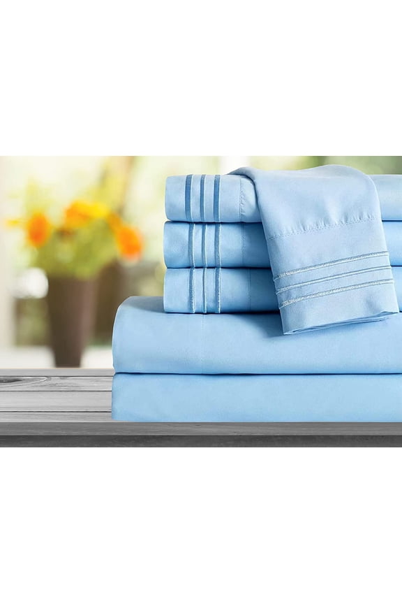 1800 Series Sheet Set 2 Pieces Pillowcases, King Size - Aqua Blue