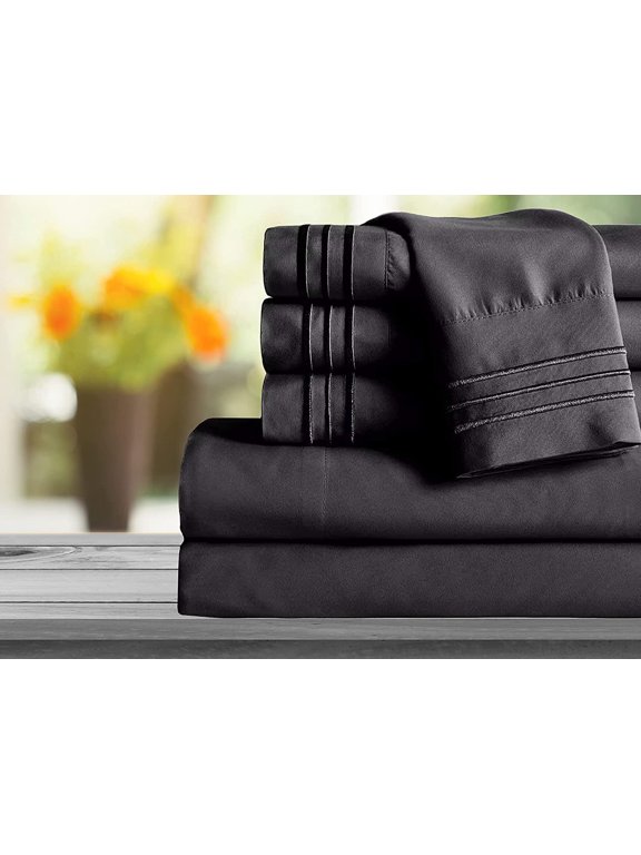 1800 Series Sheet Set 2 Pieces Pillowcases, King Size - Black