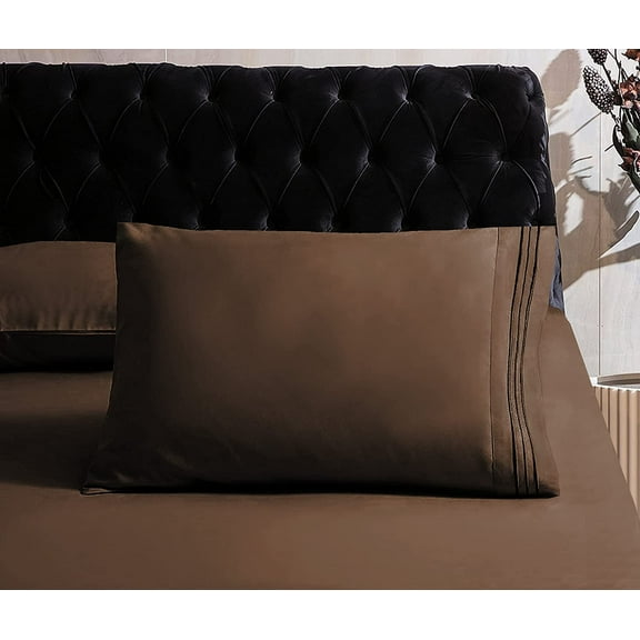 Mocassi 1800 Series Sheet Set 2 Pieces Pillowcases, King Size - Chocolate Brown