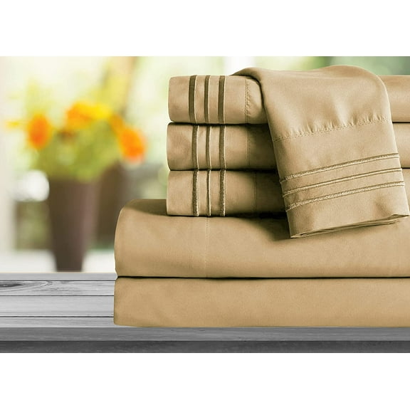 Mocassi 1800 Series Sheet Set 2 Pieces Pillowcases, King Size - Gold