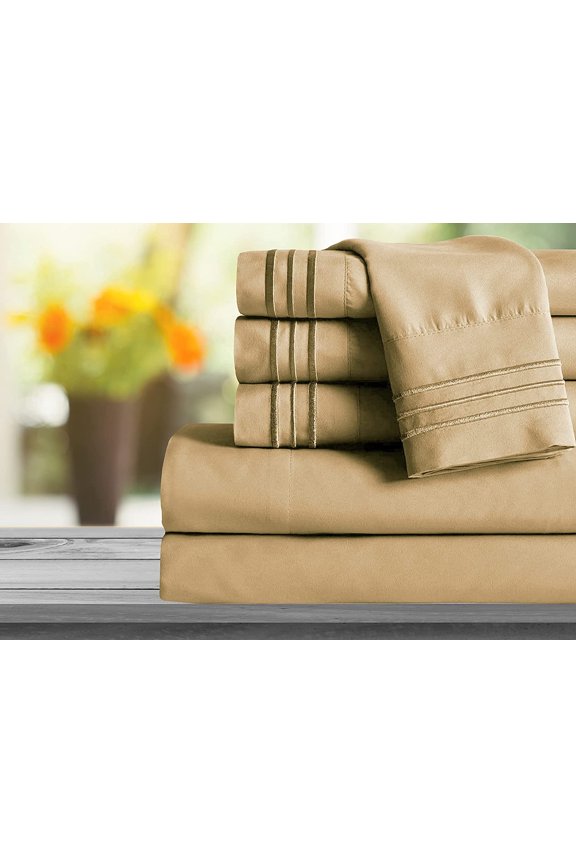 1800 Series Sheet Set 2 Pieces Pillowcases, King Size - Gold