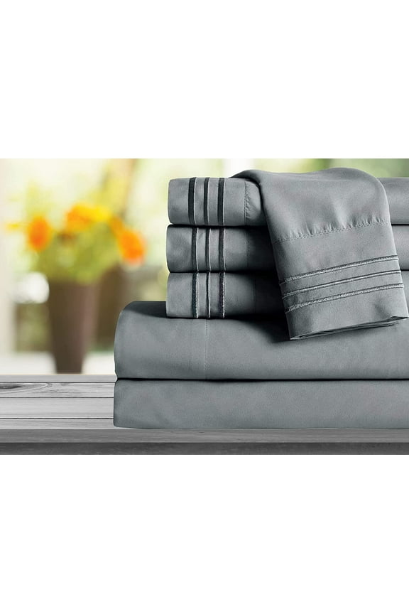 1800 Series Sheet Set 2 Pieces Pillowcases, King Size - Grey