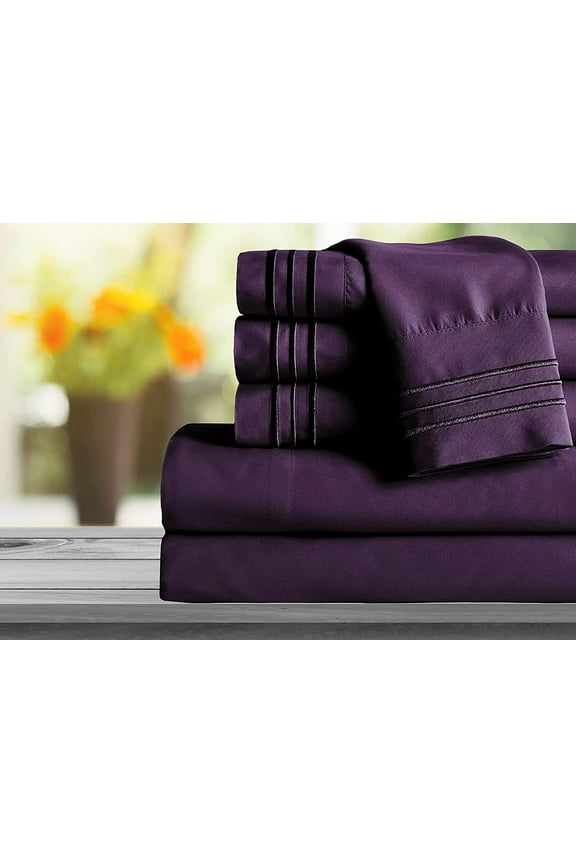 1800 Series Sheet Set 2 Pieces Pillowcases, King Size - Purple