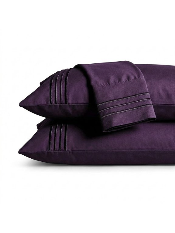 1800 Series Sheet Set 2 Pieces Pillowcases, King Size - Purple