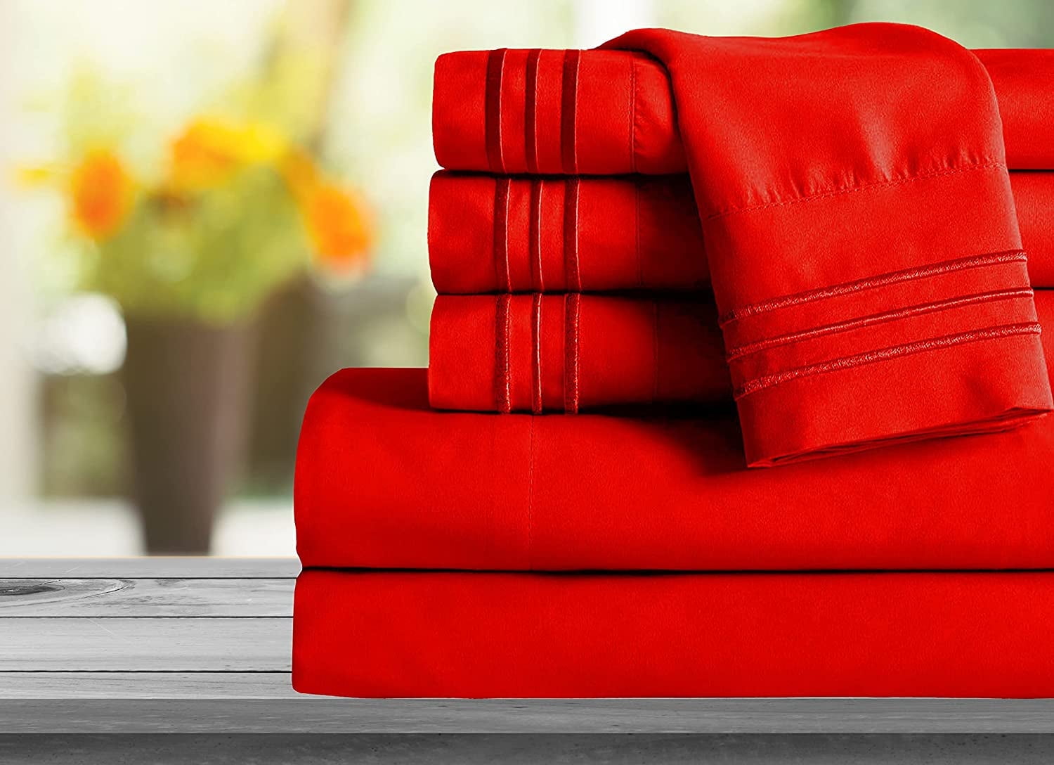 Mocassi 1800 Series Sheet Set 2 Pieces Pillowcases, King Size - Red