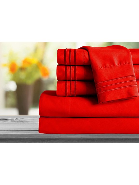 1800 Series Sheet Set 2 Pieces Pillowcases, King Size - Red