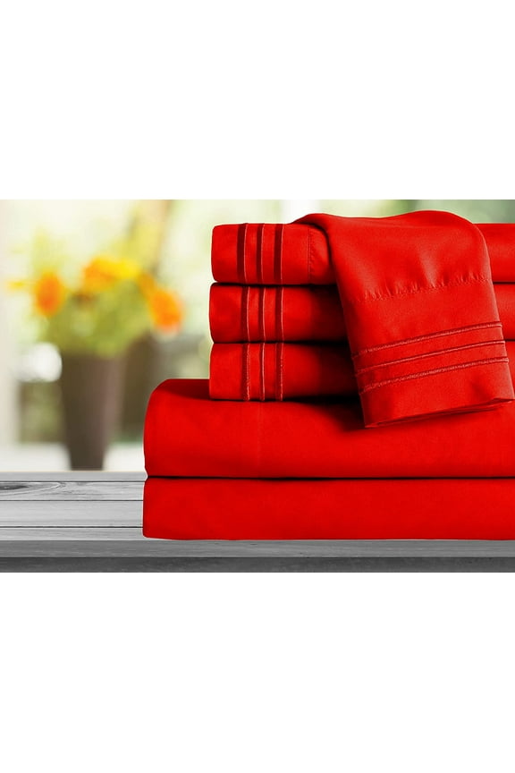 1800 Series Sheet Set 2 Pieces Pillowcases, King Size - Red