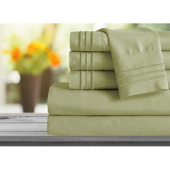 Mocassi 1800 Series Sheet Set 2 Pieces Pillowcases, King Size - Sage/Green