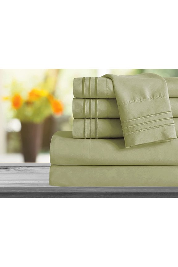 1800 Series Sheet Set 2 Pieces Pillowcases, King Size - Sage/Green