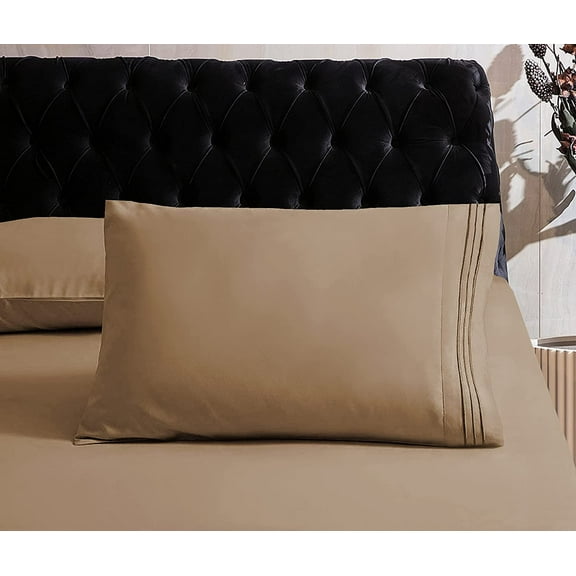 Mocassi 1800 Series Sheet Set 2 Pieces Pillowcases, Standard Size - Taupe