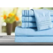 Mocassi 1800 Series Sheet Set 6 Pieces Deep Pocket California King Aqua Blue