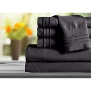 Mocassi 1800 Series Microfiber Sheet Set, 6-Piece, King Size, Deep Pocket, Black