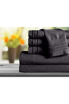1800 Series Microfiber Sheet Set, 6-Piece, King Size, Deep Pocket, Black