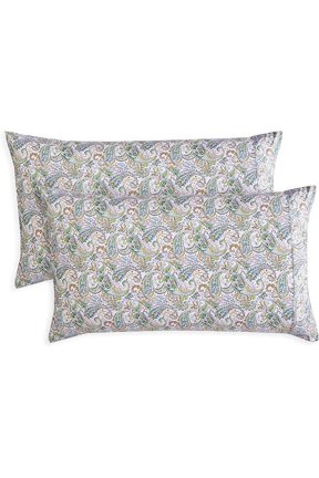 2 Floral Pint Pillowcases Set - 1500 Thread Microfiber 2-Piece Envelope Closure Pillow Covers, Soft and Smooth - King, Paisley Teal