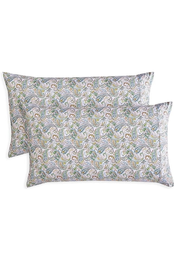 2 Floral Pint Pillowcases Set - 1500 Thread Microfiber 2-Piece Envelope Closure Pillow Covers, Soft and Smooth - King, Paisley Teal