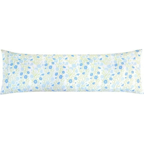 Mocassi 2 Floral Pint Pillowcases Set - 1500 Thread Microfiber 2-Piece Hidden Zipper Closure Pillow Covers, Soft and Smooth - Body Pillowcase, Blue Laurel