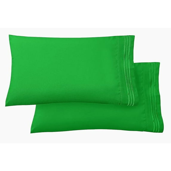 Mocassi 2-Piece Pillowcases, 1500 Thread Count Ultra Soft Wrinkle & Fade Resistant Microfiber, King Size, Emerald Green