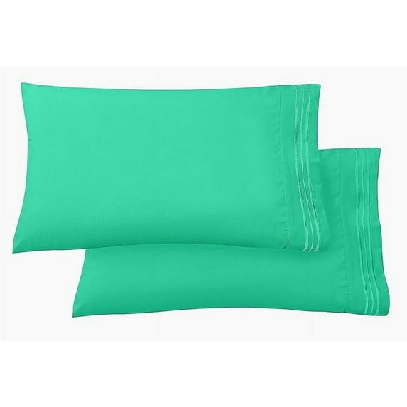 Mocassi 2-Piece Pillowcases, 1500 Thread Count Ultra Soft Wrinkle & Fade Resistant Microfiber, King Size, Paradise Teal