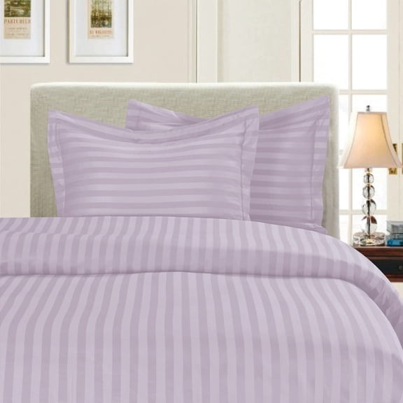 Mocassi 2-Piece Striped Duvet Cover Set, 1500 Thread Count, Button Closure - Cooling, Breathable Material- Wrinkle, Fade, Stain Resistant, Twin/Twin XL, Lilac