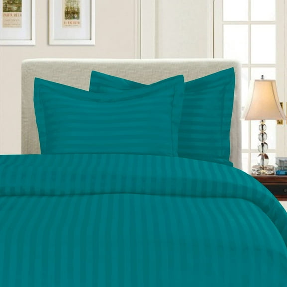 Mocassi 2-Piece Striped Duvet Cover Set, 1800 Thread Count, Button Closure - Cooling, Breathable Material- Wrinkle, Fade, Stain Resistant, Twin/Twin XL, Turquoise