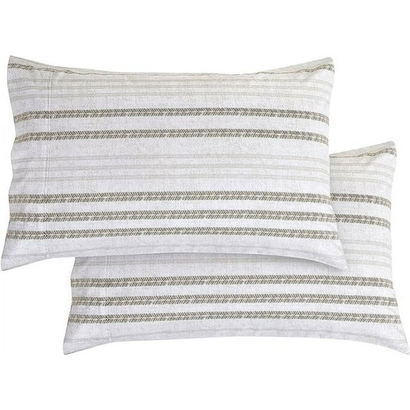 Mocassi 2 Striped Pint Pillowcases Set - 1500 Thread Microfiber 2-Piece Envelope Closure Pillow Covers, Soft and Smooth - King, Traci Linen