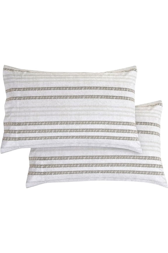 2 Striped Pint Pillowcases Set - 1500 Thread Microfiber 2-Piece Envelope Closure Pillow Covers, Soft and Smooth - King, Traci Linen