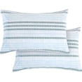 thumbnail image 1 of Mocassi 2 Striped Pint Pillowcases Set - 1500 Thread Microfiber 2-Piece Envelope Closure Pillow Covers, Soft and Smooth - Standard/Queen, Traci Aqua, 1 of 5