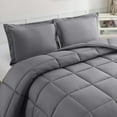 thumbnail image 1 of Mocassi 3-Piece Comforter Set, Down Alternative Box Stitched, Ultra Soft All-Season Bedding with Shams, Plush Cozy Duvet Insert with Corner Tabs - California King, Gray, 1 of 5