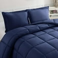 thumbnail image 1 of Mocassi 3-Piece Comforter Set, Down Alternative Box Stitched, Ultra Soft All-Season Bedding with Shams, Plush Cozy Duvet Insert with Corner Tabs - Twin, Navy Blue, 1 of 5
