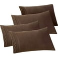 thumbnail image 1 of Mocassi 4-PACK Solid Pillowcases 1500 Thread Count Egyptian Quality,Easy Slip-On, 4-Piece Set, King Pillowcase, Brown, 1 of 5
