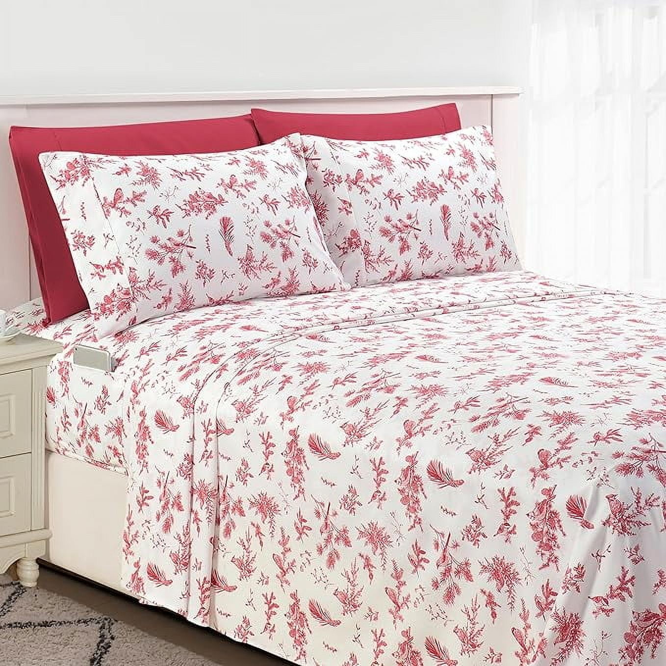 Twin XL Aqua Floral Microfiber 4-Piece Kids Bedding Set