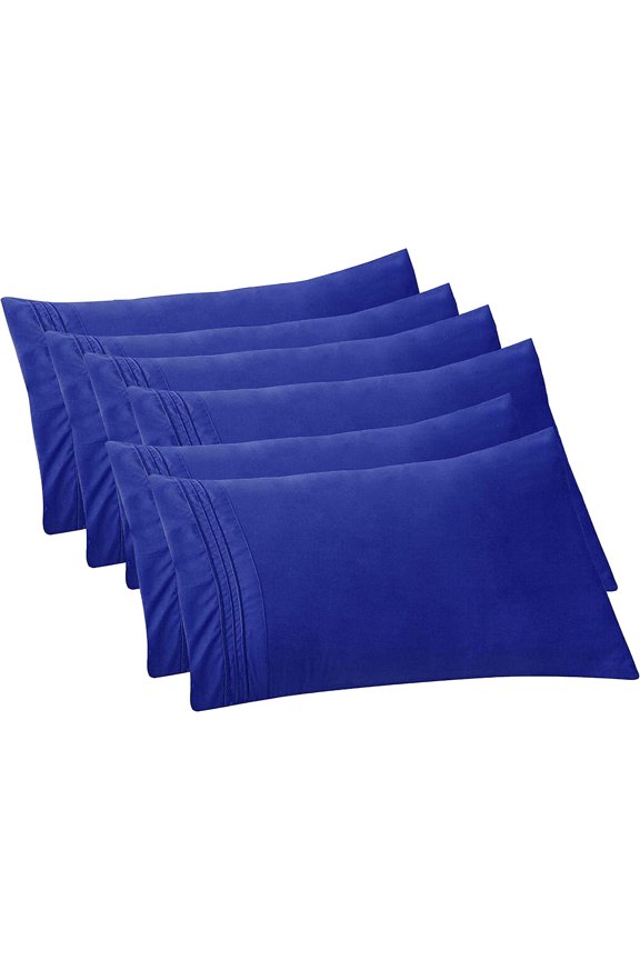 6-PACK Solid Pillowcases 1500 Thread Count Egyptian Quality,Easy Slip-On, 6-Piece Set, Standard/Queen Pillowcase, Royal Blue