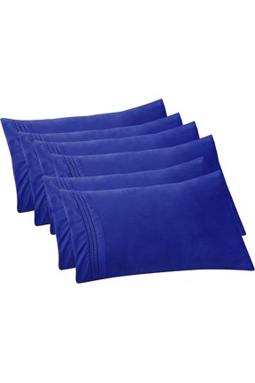 6-PACK Solid Pillowcases 1500 Thread Count Egyptian Quality,Easy Slip-On, 6-Piece Set, Standard/Queen Pillowcase, Royal Blue