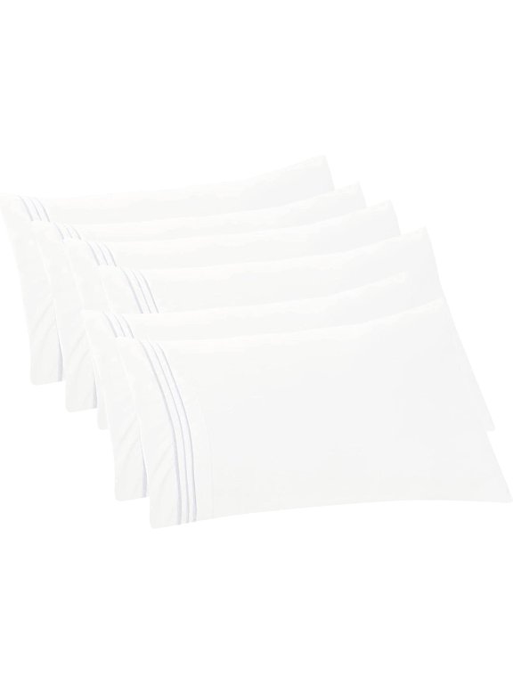 6-Pack White Microfiber Wrinkle-Free Stain-Resistant Pillowcases, Standard/Queen
