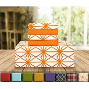 Mocassi 6-Piece 1500 Thread Count Orange Cube Microfiber Bed Sheet Set, King - Deep Pocket