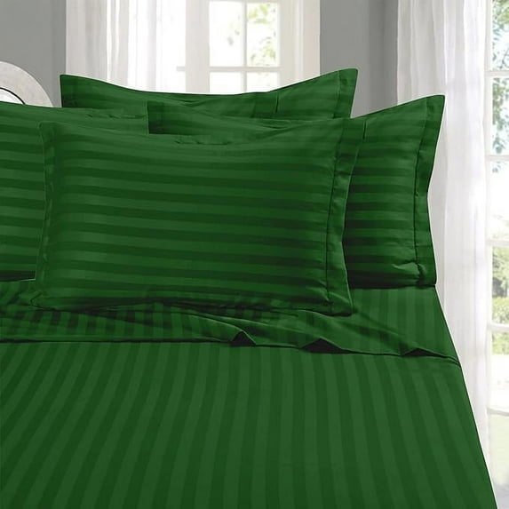 Mocassi 6-Piece Damask Stripe Cozy Sheet Set - 1500 Hotel Quality Microfiber, Deep Pocket, Wrinkle Resistant , King, Hunter Green