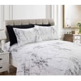 thumbnail image 1 of Mocassi 6-Piece Fitted Sheet Set with Smart Pockets Eloise Marble Printed - 1500 Thread Count, Wrinkle Resistant and Super Soft Material, Marble Sheet Set, King, Queen, Sicily White, 1 of 5