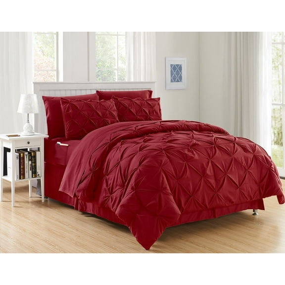 Mocassi 8-Piece Mocassi Burgundy Comforter Bedding Sets, Queen