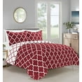thumbnail image 1 of Mocassi All Season Comforter - Medium Weight & Super Soft - Quatrefoil Pattern Down Alternative, Reversible 3-Piece Set, Full/Queen, Burgundy/White, 1 of 5