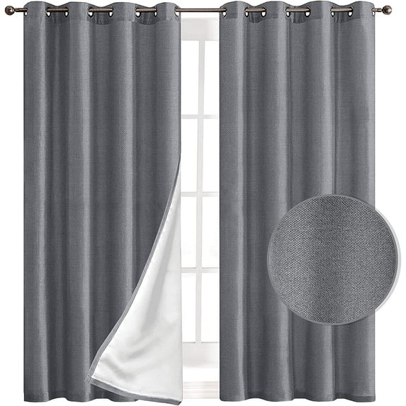 Mocassi Privacy Window Treatment, Blackout Energy-Saving Panels for Bedroom, Living Room, and Office, (Set of 2) 54" X 63", Silver