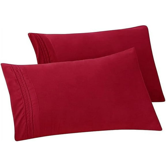 Mocassi Bloomingdale Pattern Pillowcase, 2-Piece Set , Easy Slip-On and Wrinkle Resistant, Bloomingdale Queen Pillowcase, Burgundy