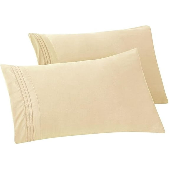 Mocassi Bloomingdale Pattern Pillowcase, 2-Piece Set , Easy Slip-On and Wrinkle Resistant, Bloomingdale Queen Pillowcase, Cream