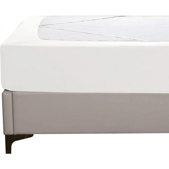 Mocassi Box Spring Cover, Ultra Soft, Wrinkle Free - Snug 4 Way Elastic Wrap Around Jersey Knit Alternative for Bed Skirt, King, White