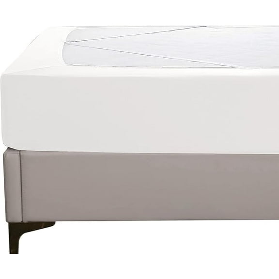 Mocassi Box Spring Cover, Ultra Soft, Wrinkle Free - Snug 4 Way Elastic Wrap Around Jersey Knit Alternative for Bed Skirt, Twin, White