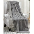 thumbnail image 1 of Mocassi Breathable Fleece Throw Blanket, 50 x 60 inches, Perfect for Lounging and Home Decor, All Season Suitable, Chevron Throw, Gray, 1 of 5