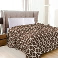 thumbnail image 1 of Mocassi Flannel Fleece Throw Blanket, Cube Print, Lightweight and Cozy Material, All Season Suitable, Full/Queen, Chocolate Brown, 1 of 5