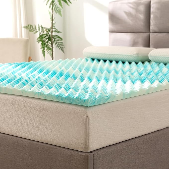 Twin Size Blue Gel-Infused Memory Foam Mattress Topper