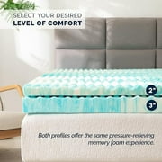 Mocassi Gel-Infused Memory Foam Mattress Topper, 3 Inch, Cooling Mattress Pad with Airflow Support for Pressure Relief - Blue Swirl, Full Size